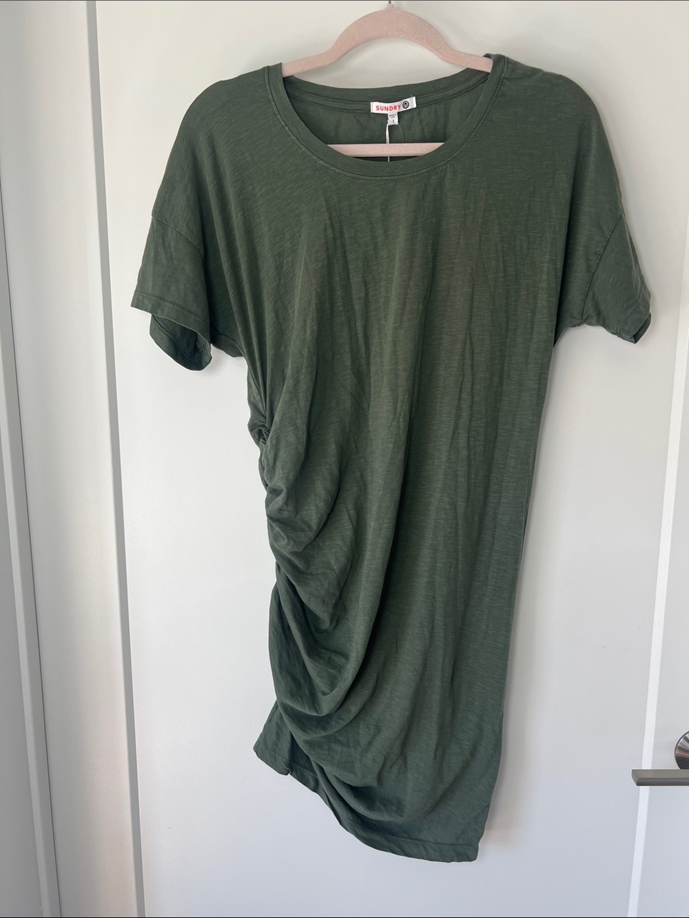 Sundry Olive Ruched Side Tee Dressing - NWT!!!